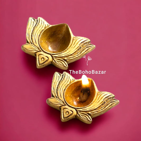 Brass Lotus Diyas (set of 2)