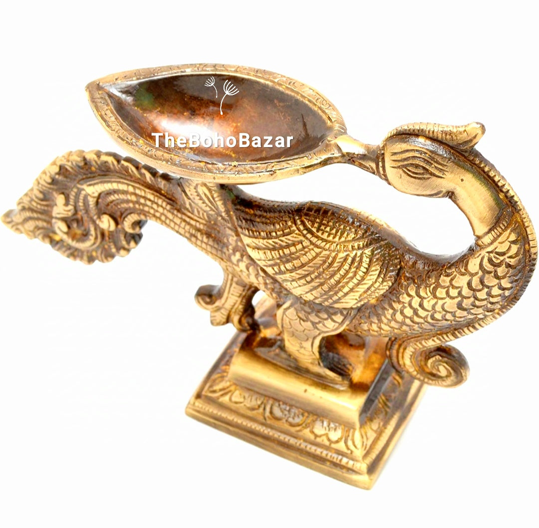 Brass Peacock Diya