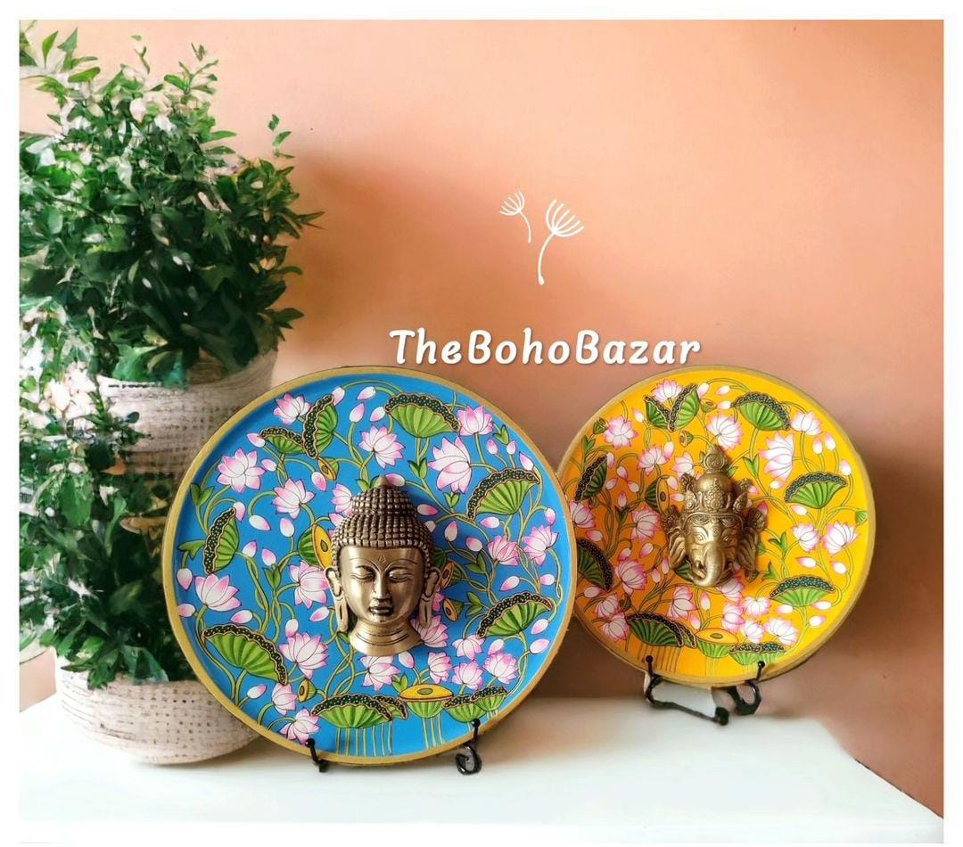 Brass Buddha and Ganesha Plates