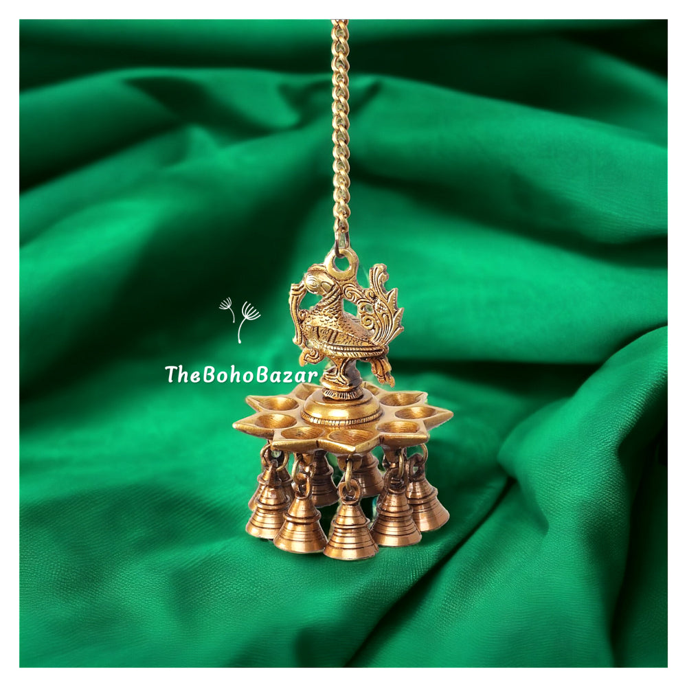 Peacock Bells Hanging Diya