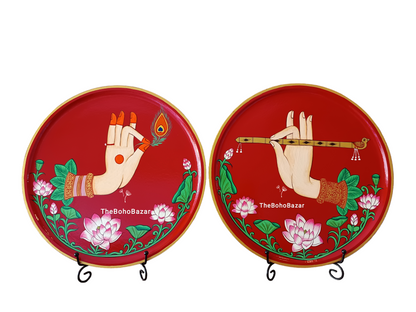 Radha Krishna Hand Plate Set