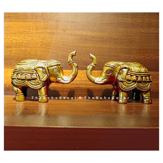 Brass Elephant Statues (Set of 2)