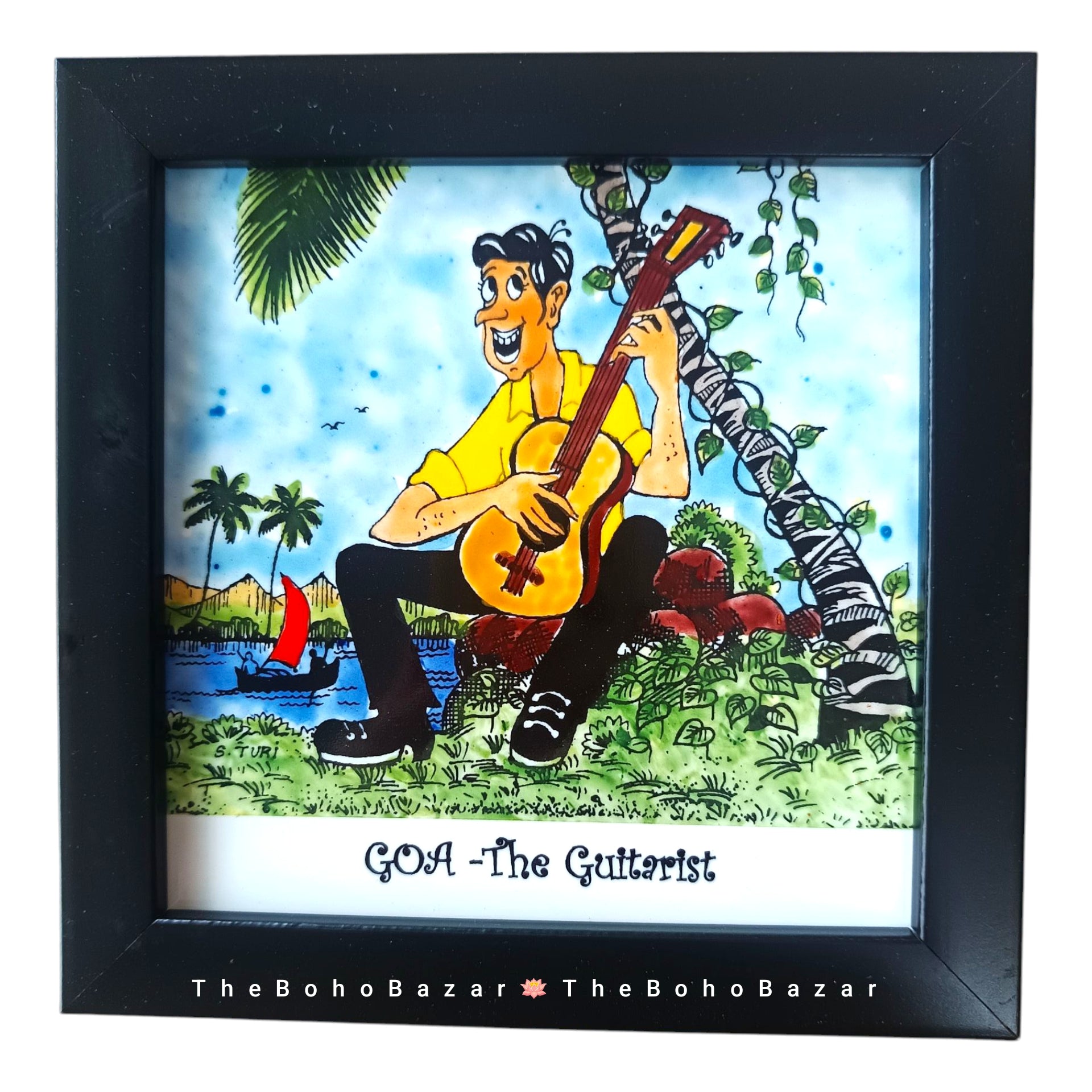 Goan Colored Tile with frame – TheBohoBazar